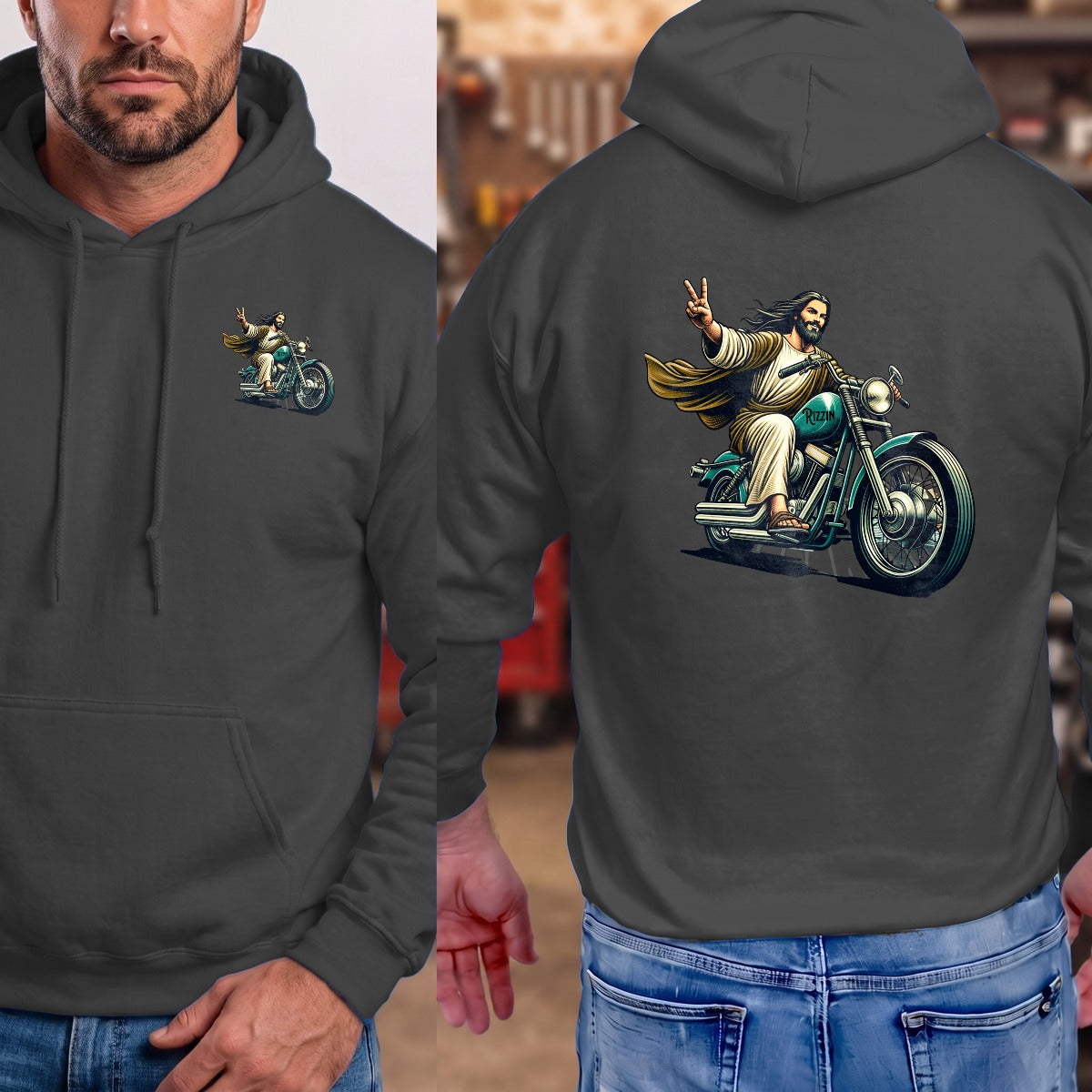 Dark Heather | Left Chest + Back