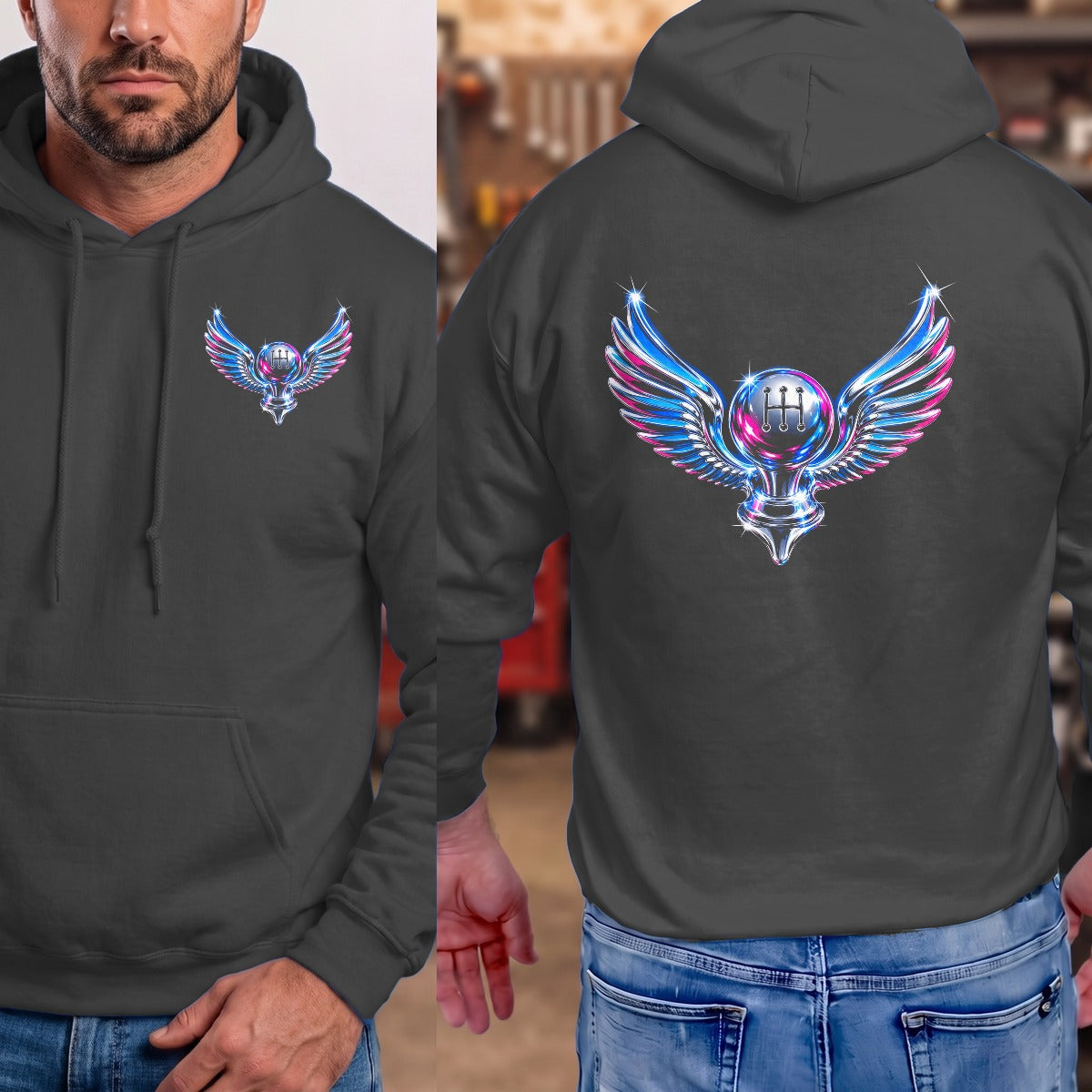 Dark Heather | Left Chest + Back