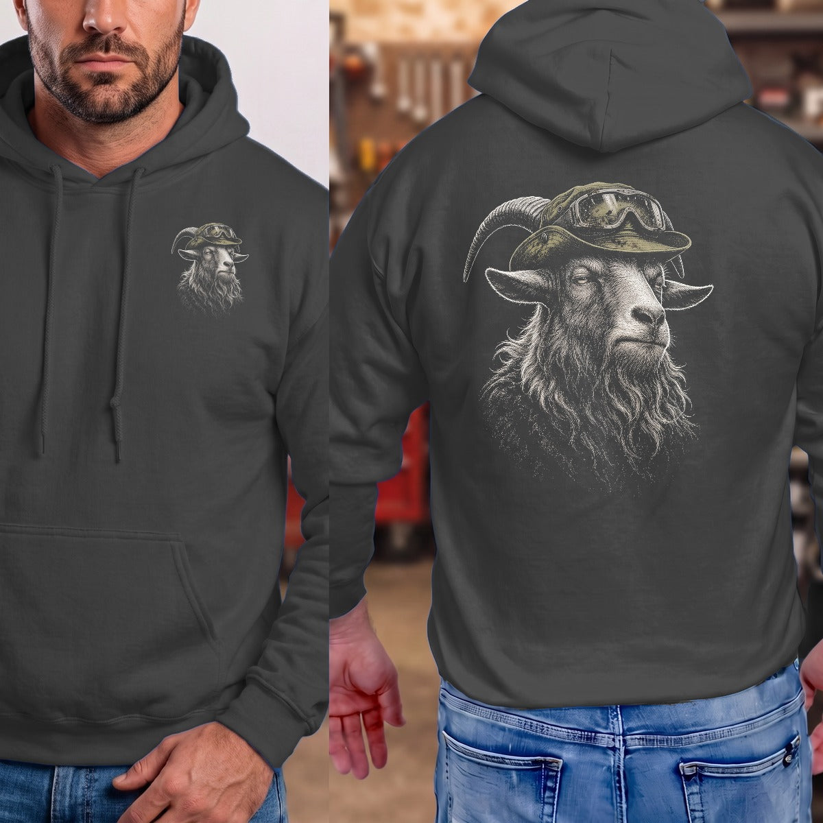 Dark Heather | Left Chest + Back