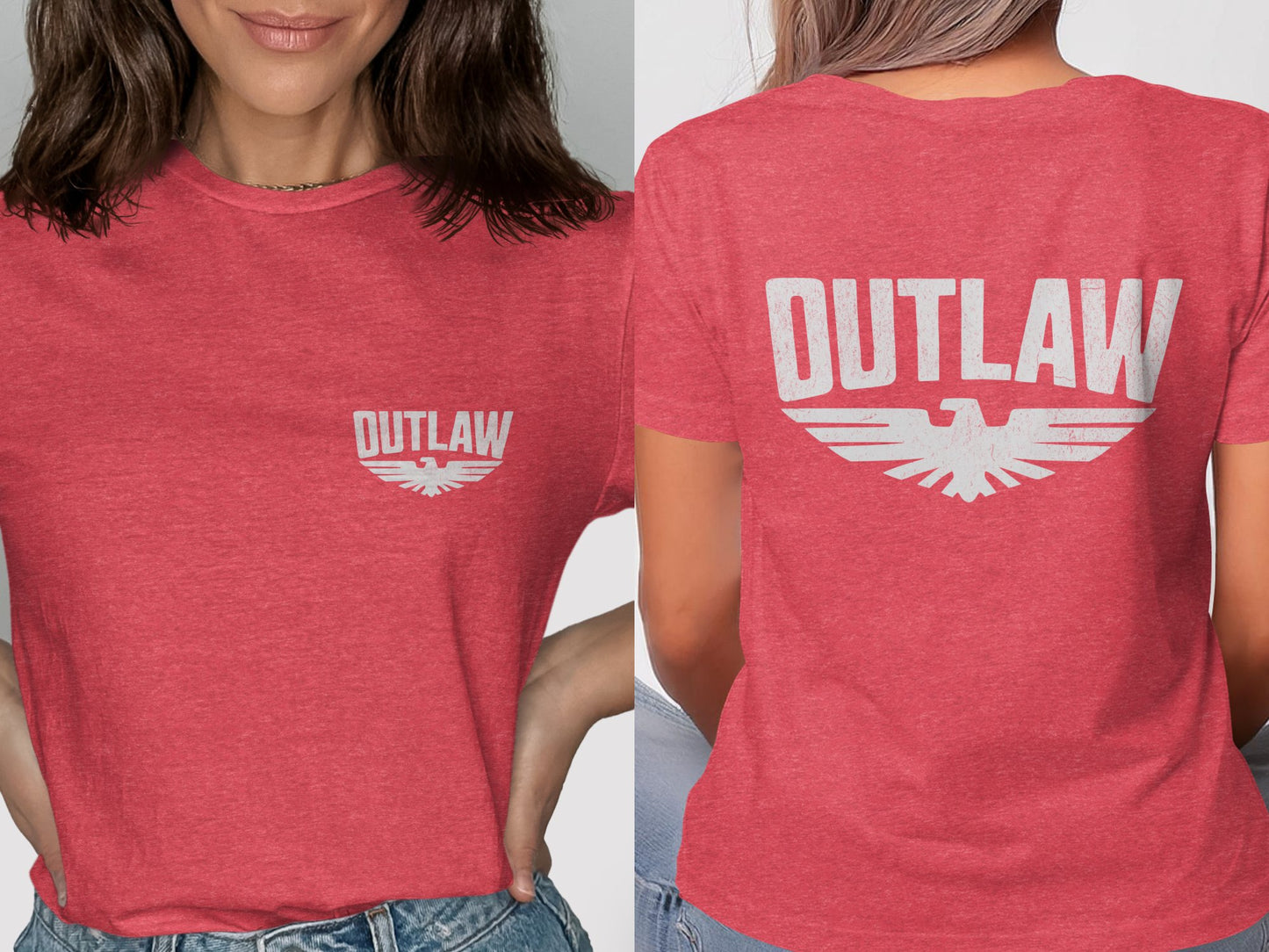 Outlaw Graphic Tee with Eagle Design Casual Clothing Product