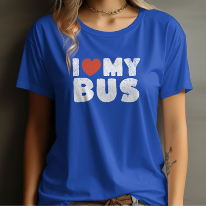 I Love My Bus Graphic Printed Blue T-Shirt product type