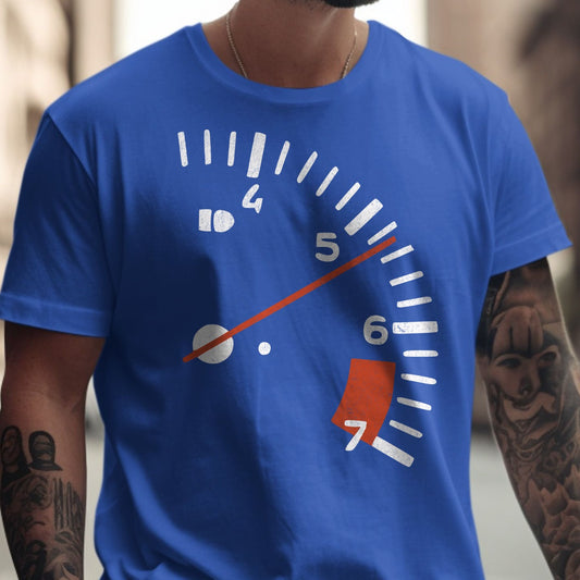 Retro Fuel Gauge Design Blue T-Shirt product