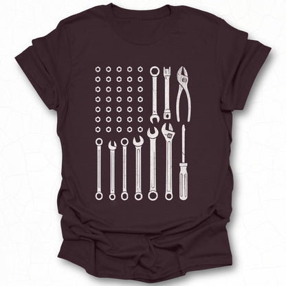 Mechanic Tools Flag Graphic Tee Shirt for Mechanics
