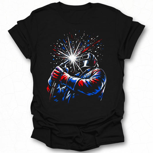 Striking Welding Art Graphic Black T-shirt Product
