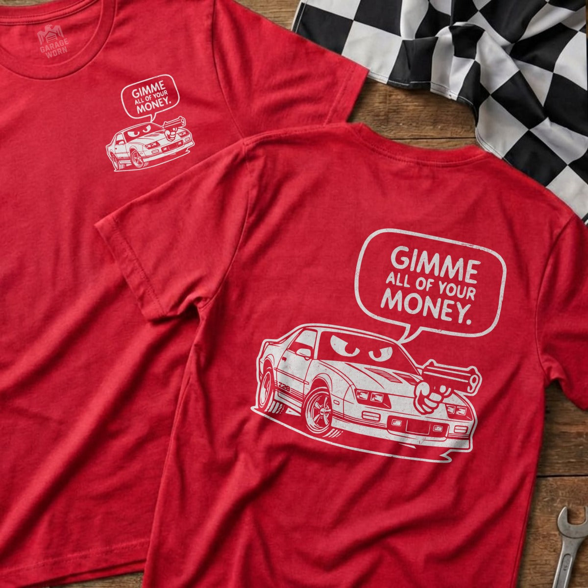 Gimme All Of Your Money Z28 Camaro Red Tee product type
Gimme All Your Money
Camaro Z28
Muscle Car
Car Enthusiast
Automotive Shirt
Funny T-shirt
Graphic Tee
Red Shirt
Car Art
Vintage Car
Classic Car
Humor Shirt
Money Graphic
Cartoon Car
Gun Design
Speedster Tee
Racing Inspired
Garage Worn
Custom Car Tee
Novelty T-shirt