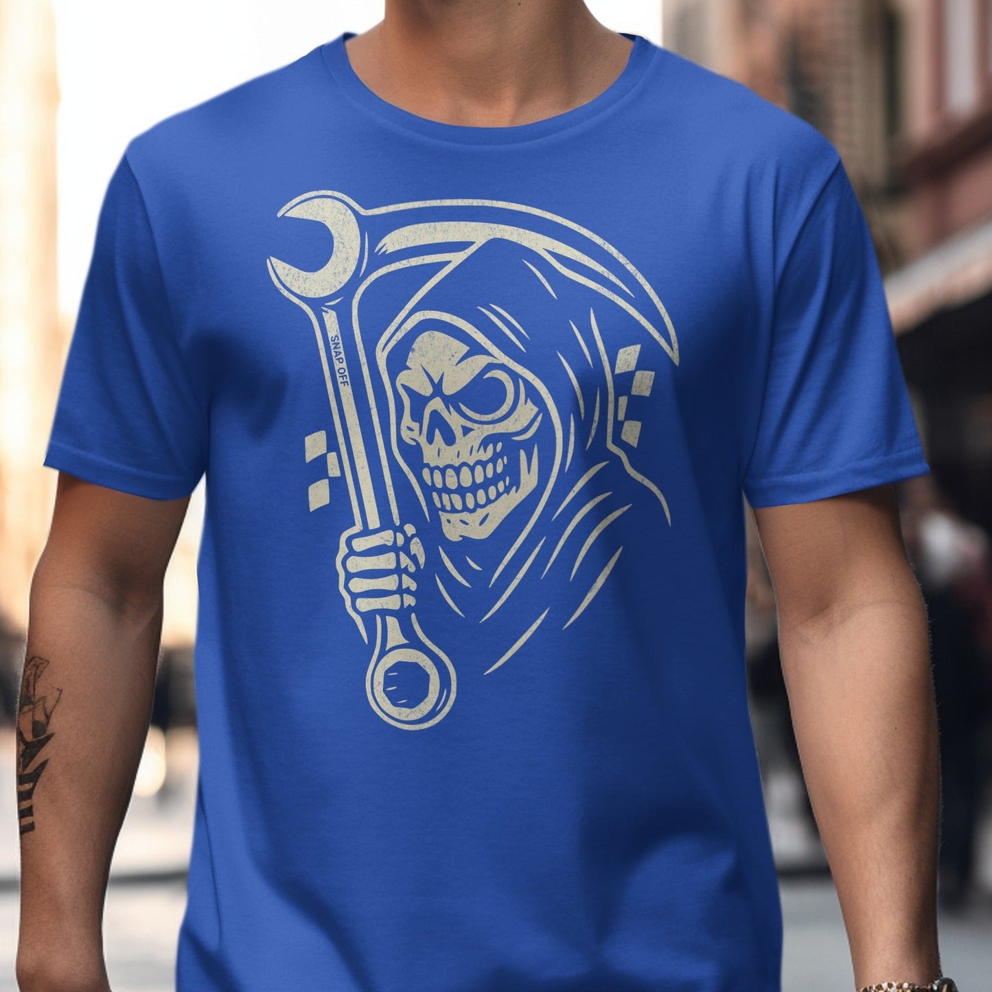 Grim Reaper Holding Wrench Graphic Tee shirt product