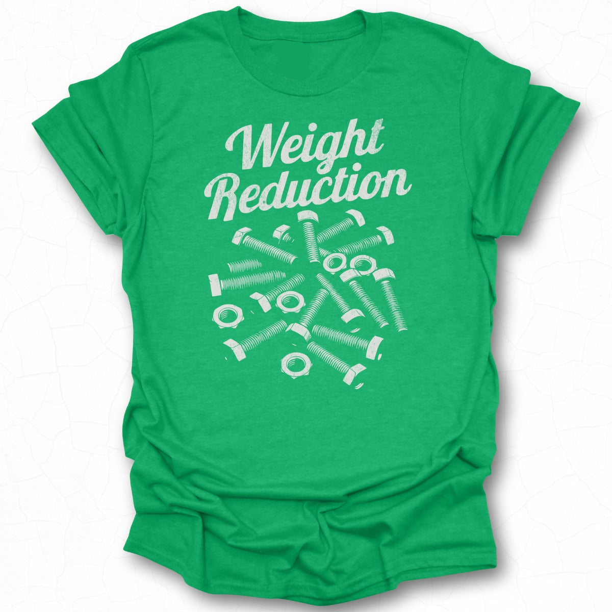 Weight Reduction T-Shirt with Bolts and Nuts Design