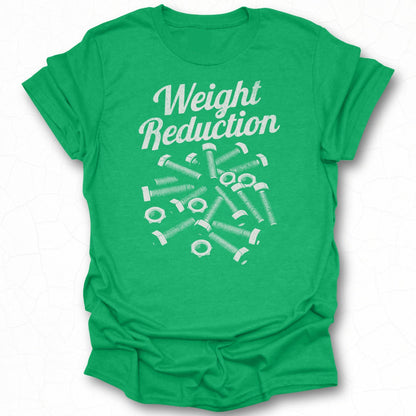 Weight Reduction T-Shirt with Bolts and Nuts Design