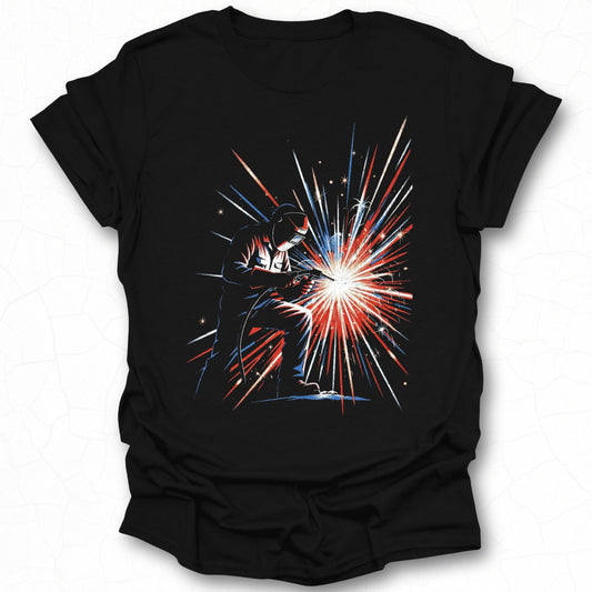 Welding Artwork with Vibrant Sparks T-Shirt Product
