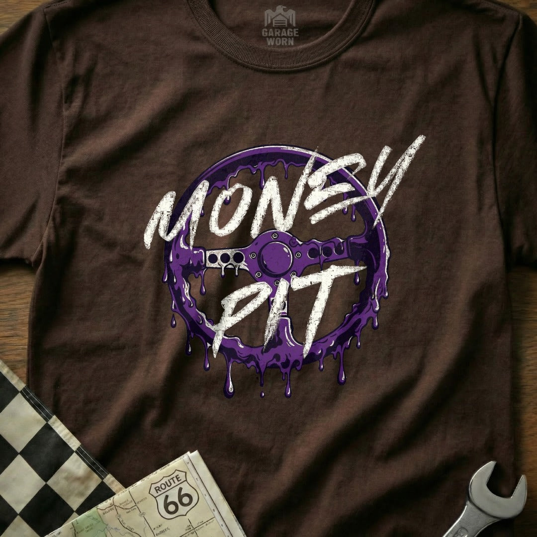 Money Pit Graphic Tee Steering Wheel Design T-Shirt