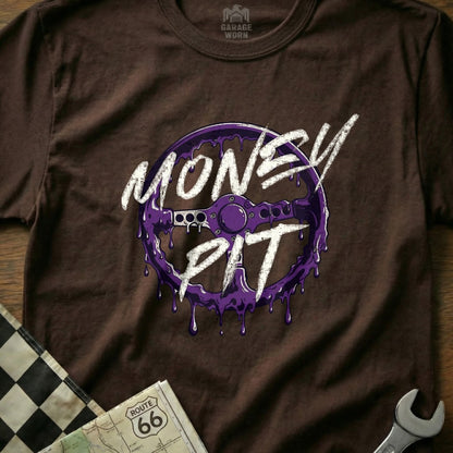 Money Pit Graphic Tee Steering Wheel Design T-Shirt