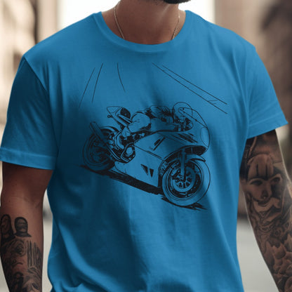 Vintage Motorbike Graphic Printed Blue T-shirt product type