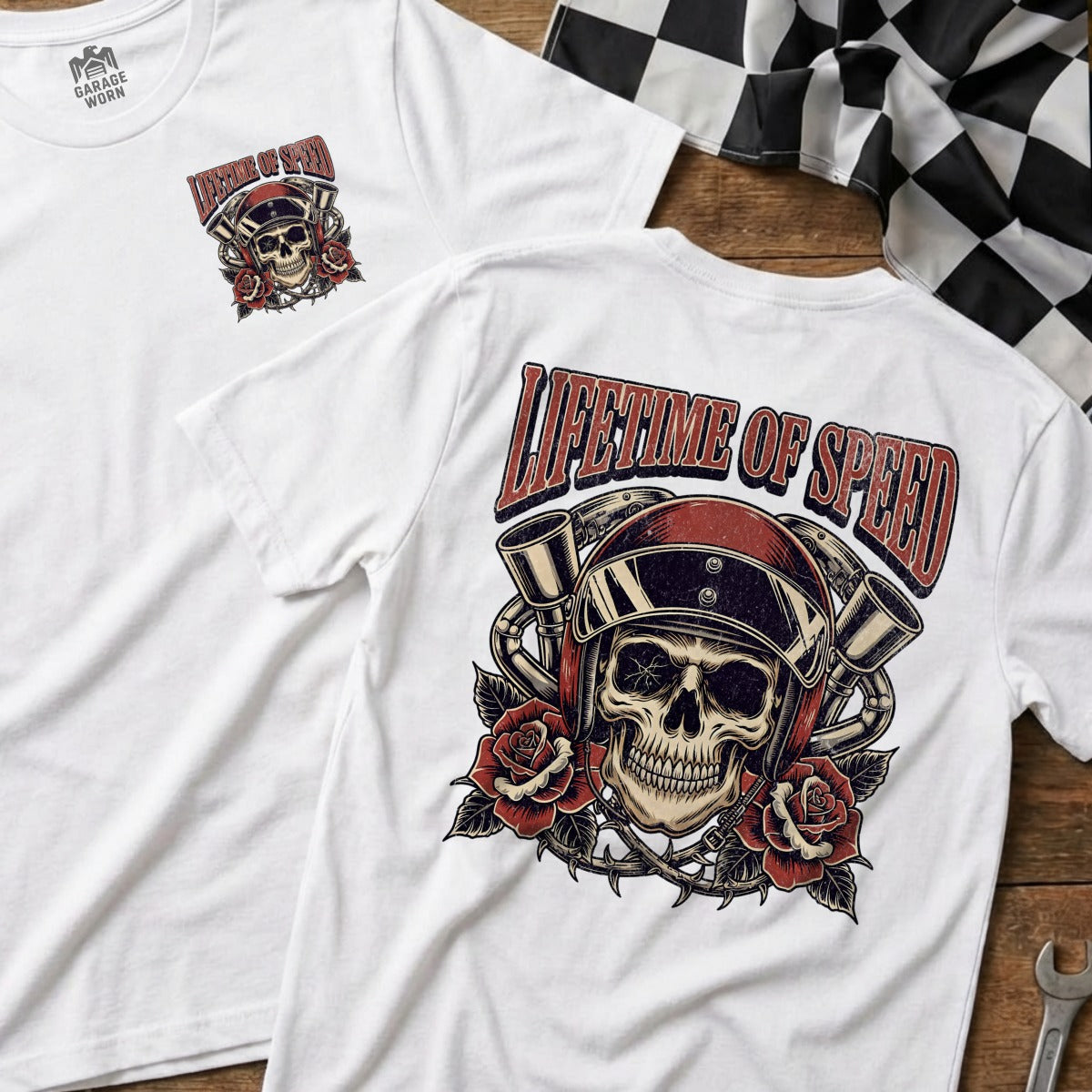 Lifetime of Speed Skull Racing Graphic T-shirt