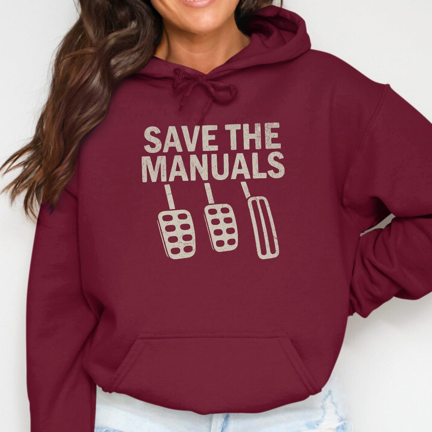 Save the Manuals Graphic Hoodie for Car Enthusiasts