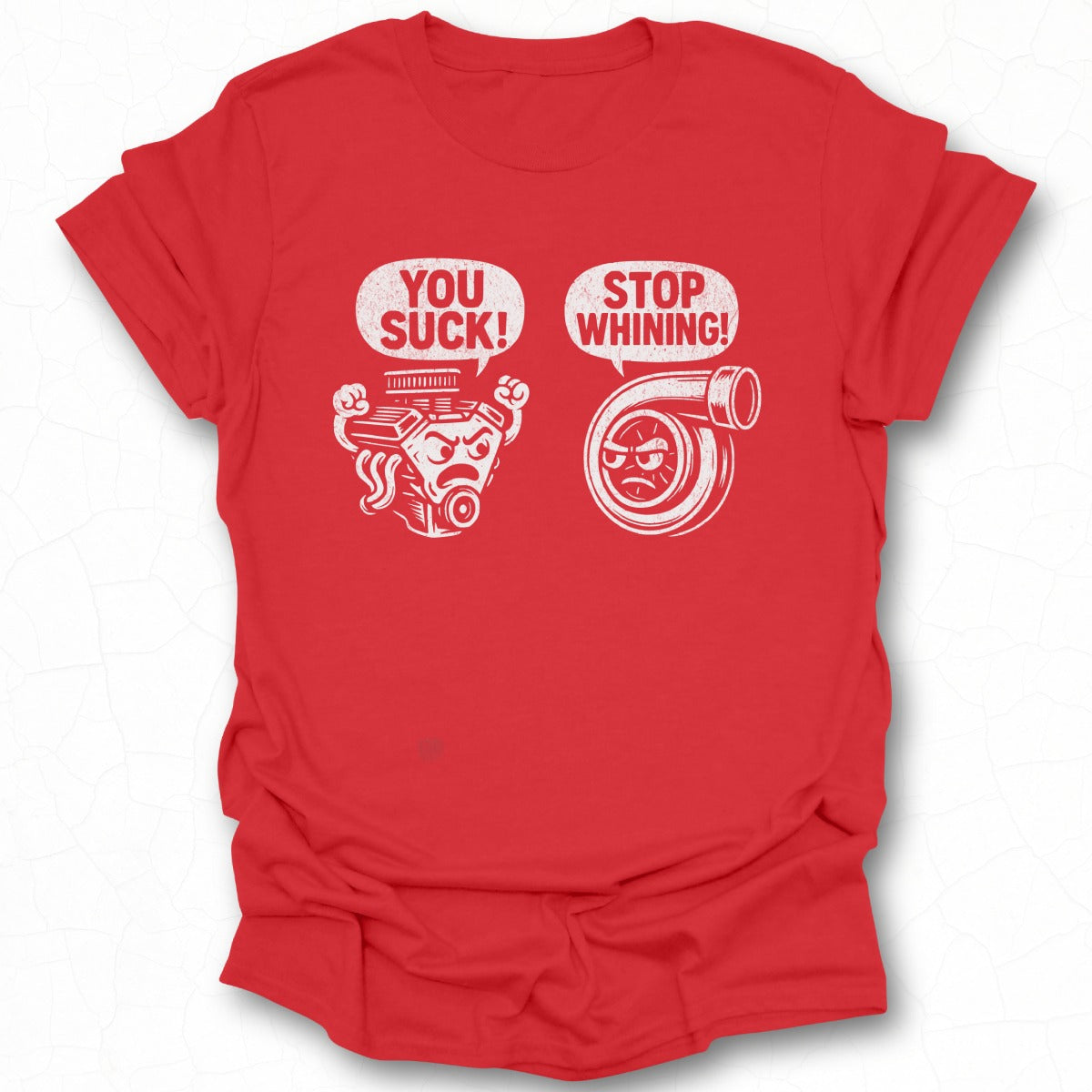 Funny Car Theme Graphic Red T-Shirt for Auto Enthusiasts