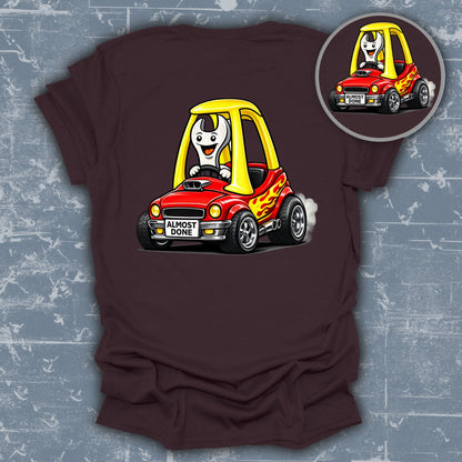 Fun Cartoon Car with Almost Done Text T-shirt