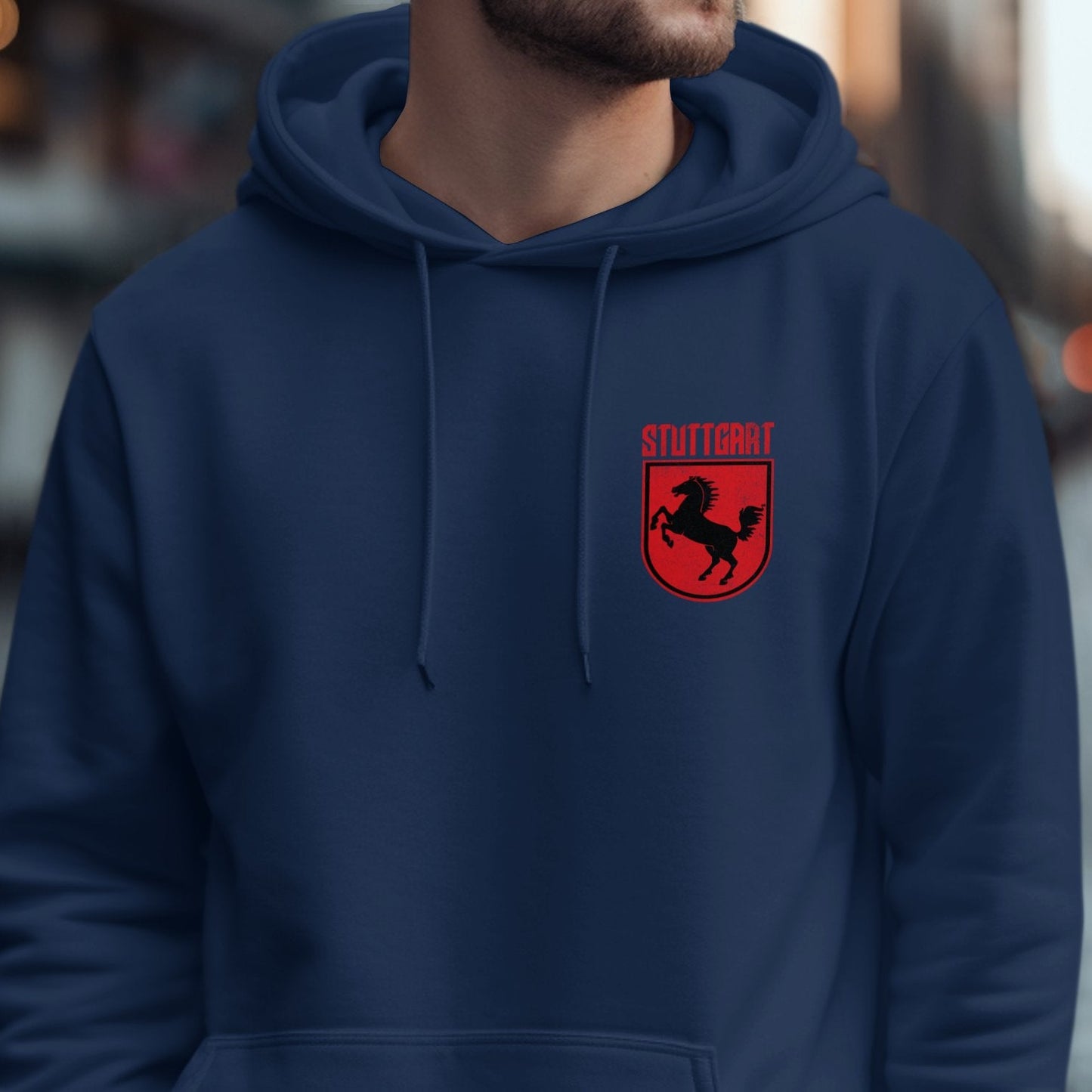 Stuttgart Emblem Red Print on Blue Hoodie product