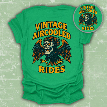 Vintage Aircooled Rides Green Skull Graphic T-shirt