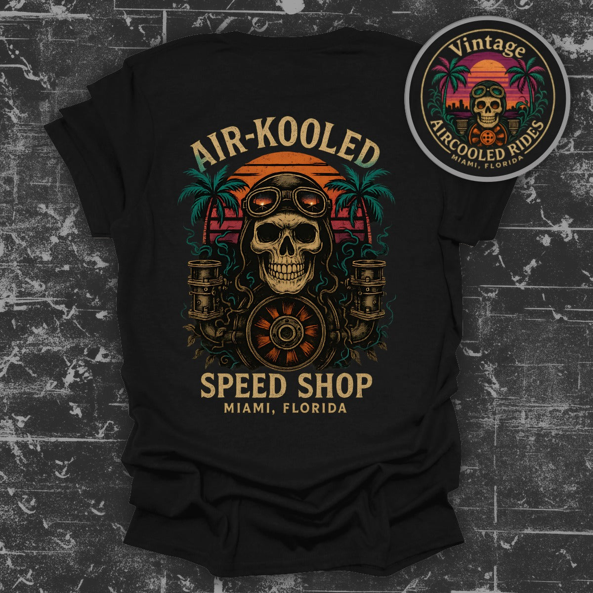 Vintage Aircooled Rides Skull Graphic T-Shirt