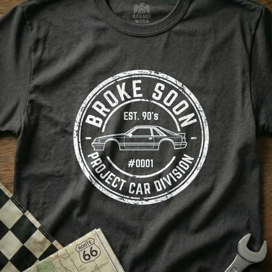 Broke Soon Project Car Division Est. 90's Graphic T-Shirt