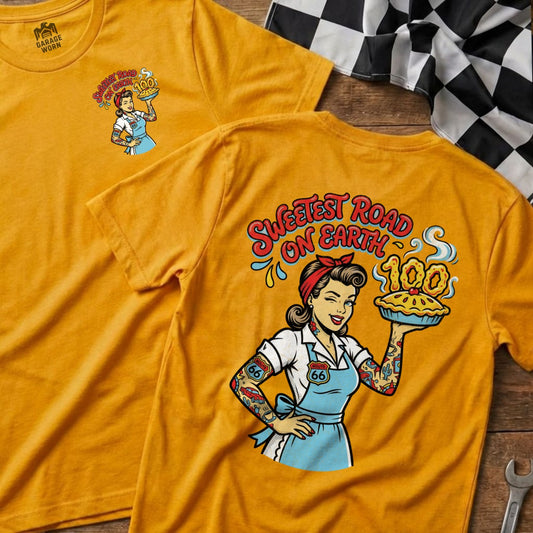 SWEETEST ROAD ON EARTH Pinup Waitress Pie 100 Route 66 product type