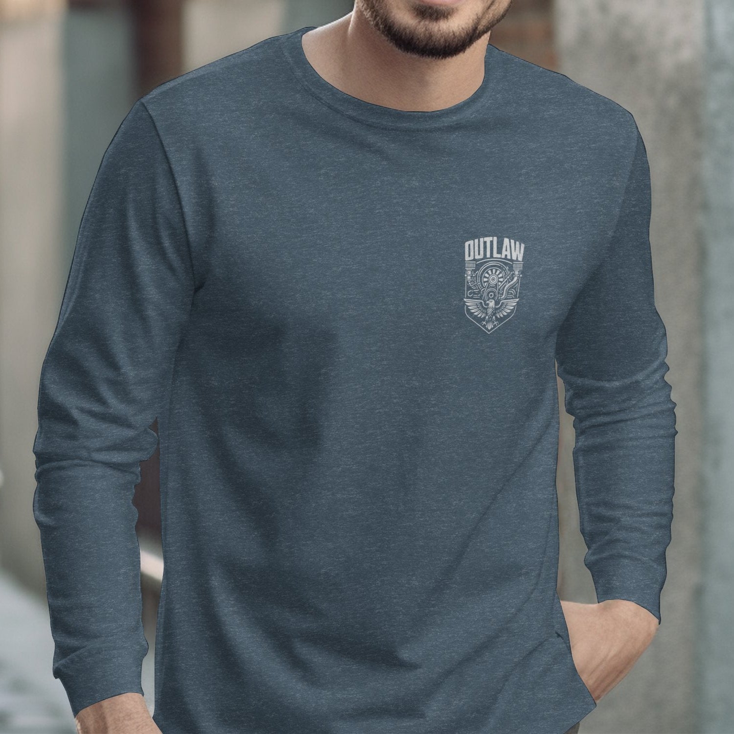 Outlaw Graphic Print Blue Long Sleeve Shirt product