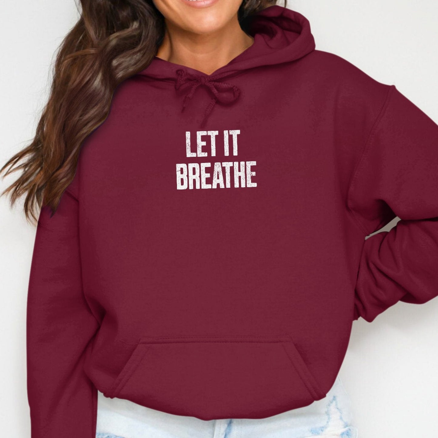 Cozy Hoodie with Let It Breathe Slogan product