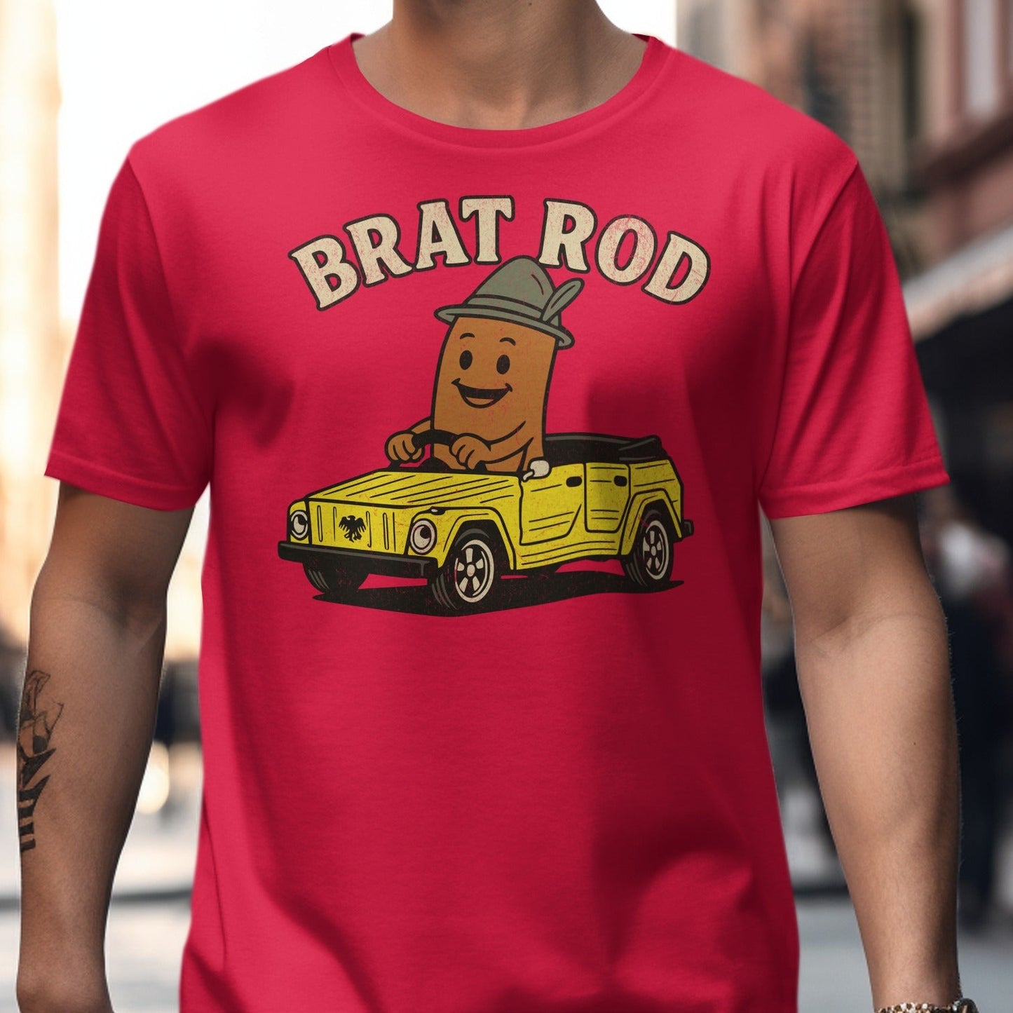 Brat Rod Cartoon Character Driving Novelty T-Shirt product type
