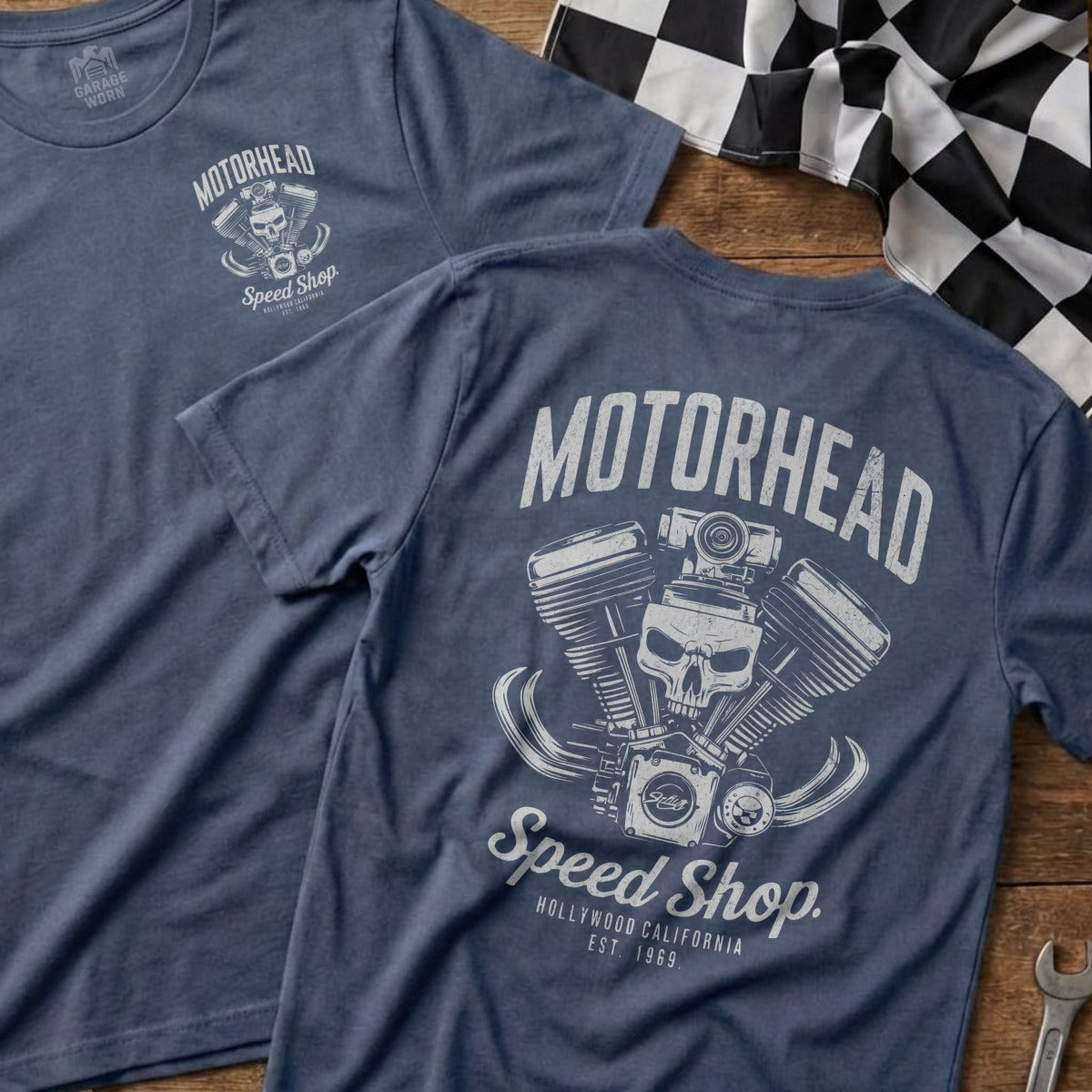 Motorhead Speed Shop Skull Engine Graphic T-Shirt