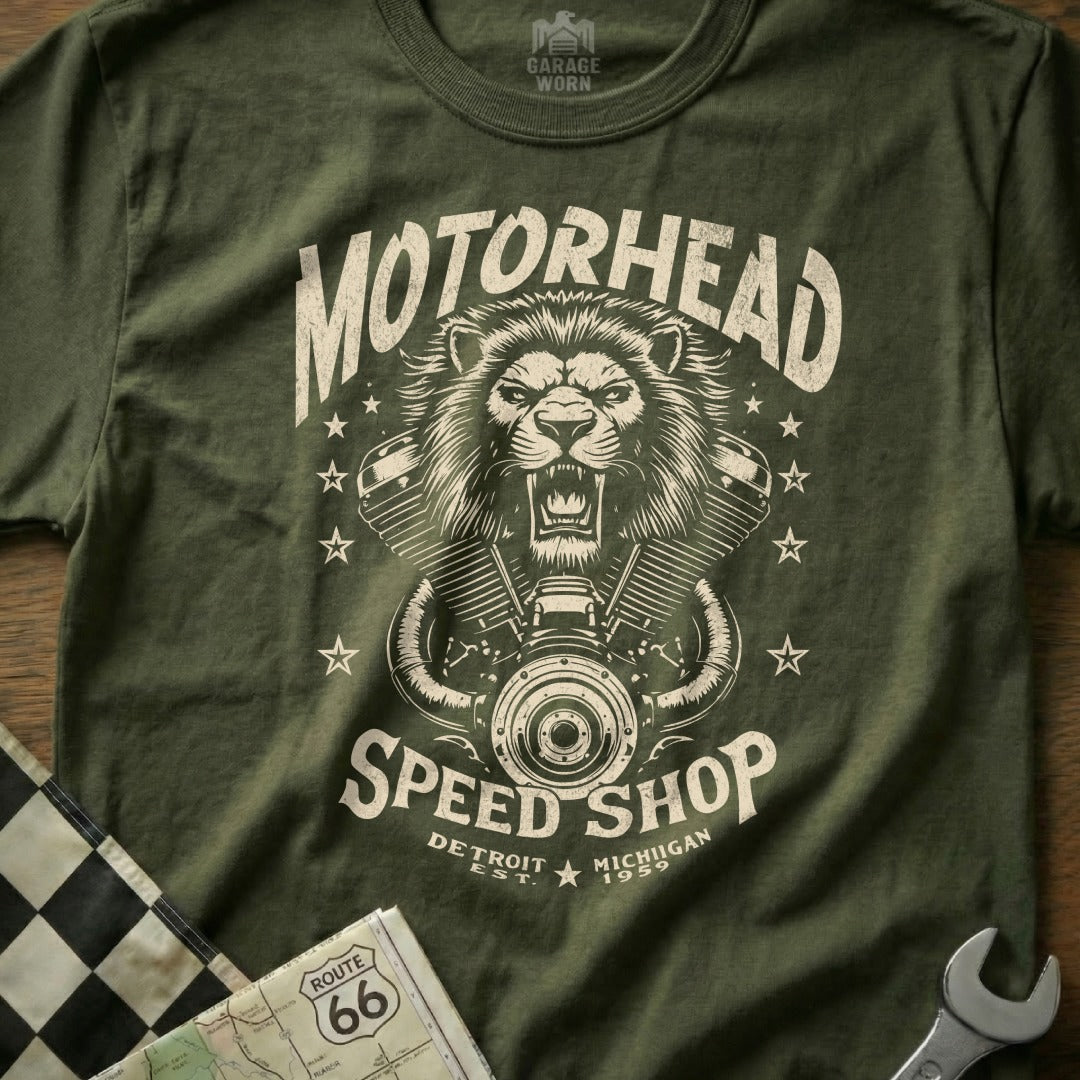 Motorhead Speed Shop Detroit Michigan Graphic T-Shirt