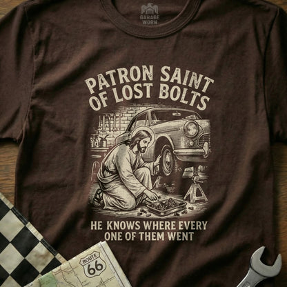 PATRON SAINT OF LOST BOLTS HE KNOWS WHERE product type