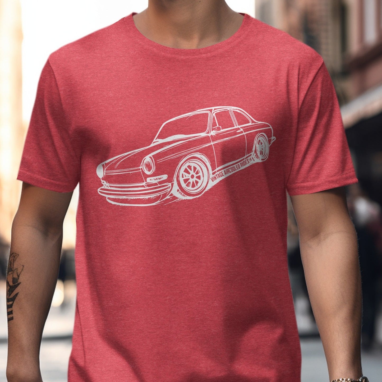 Vintage Car Printed Casual Red T-Shirt product type