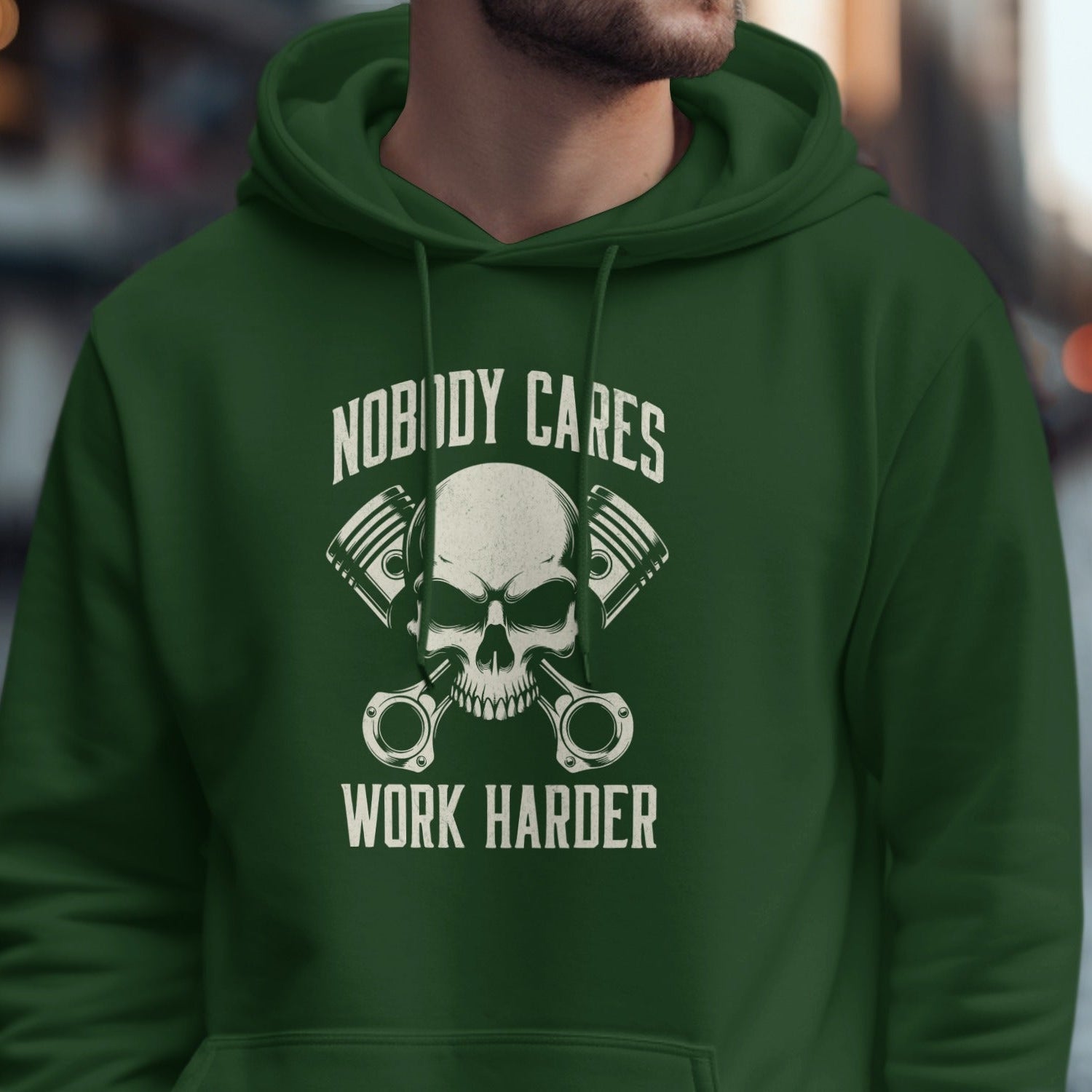 Nobody Cares Work Harder Skull Hoodie
