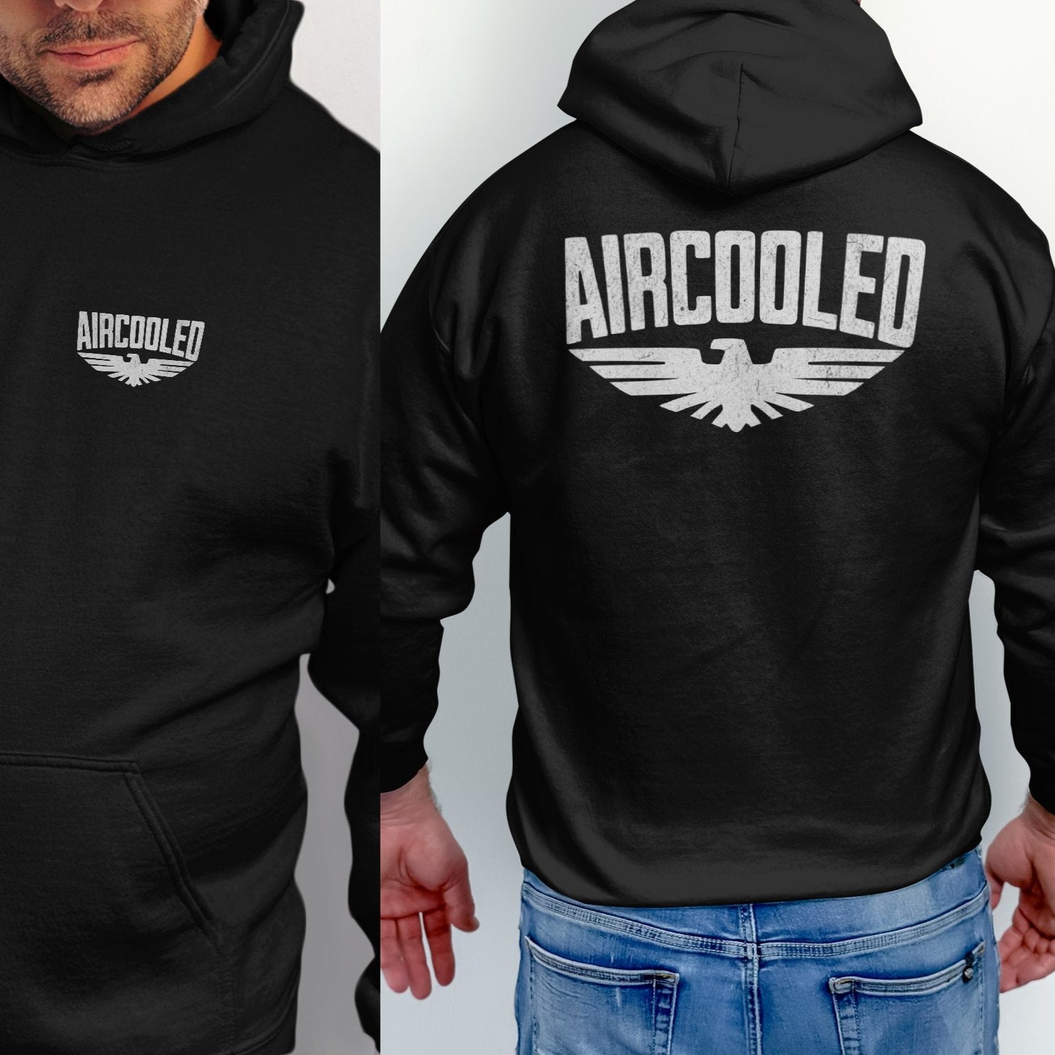 Aircooled Black Hoodie with Eagle Design product