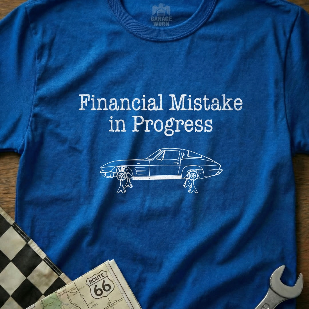 Financial Mistake in Progress Classic Blue Graphic Tee