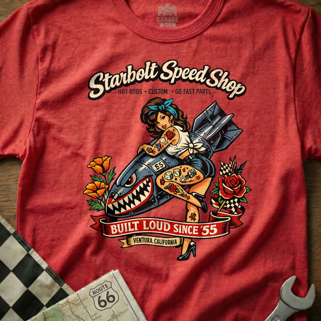 Starbolt Speed Shop Built Loud Since '55 Graphic Shirt