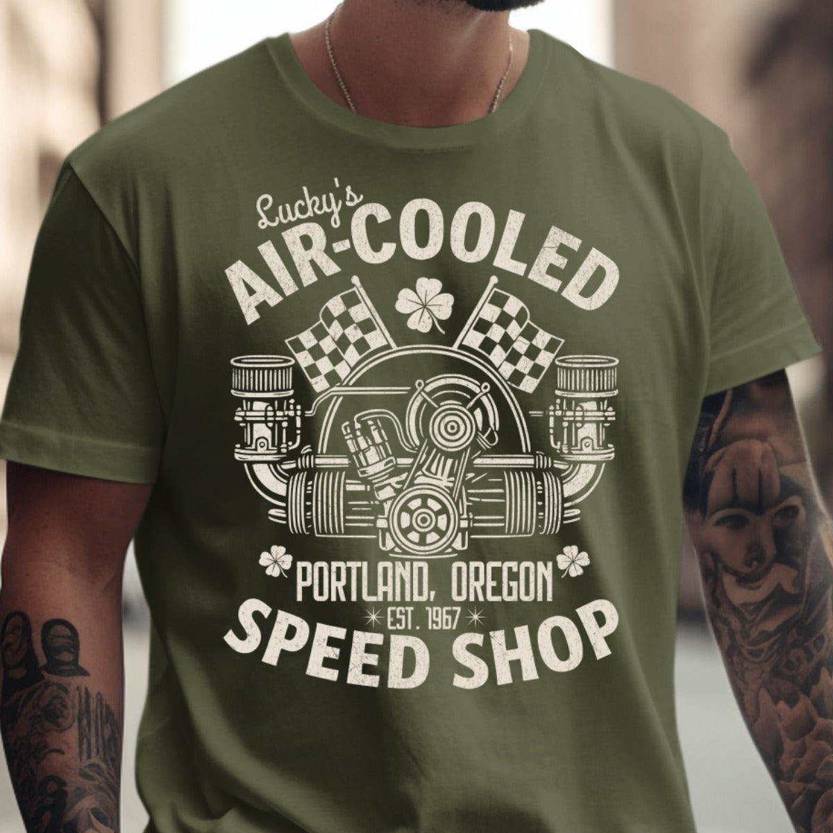 Lucky's Air Cooled Speed Shop Portland Oregon Shirt Product