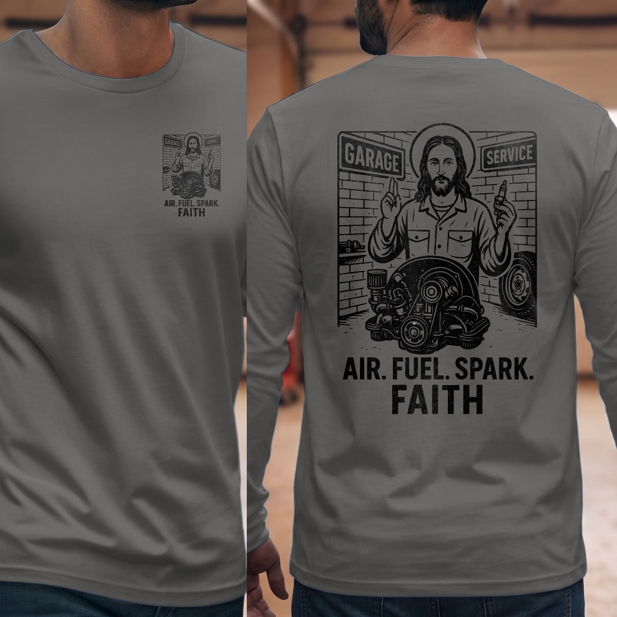 Graphite Heather | Left Chest + Back