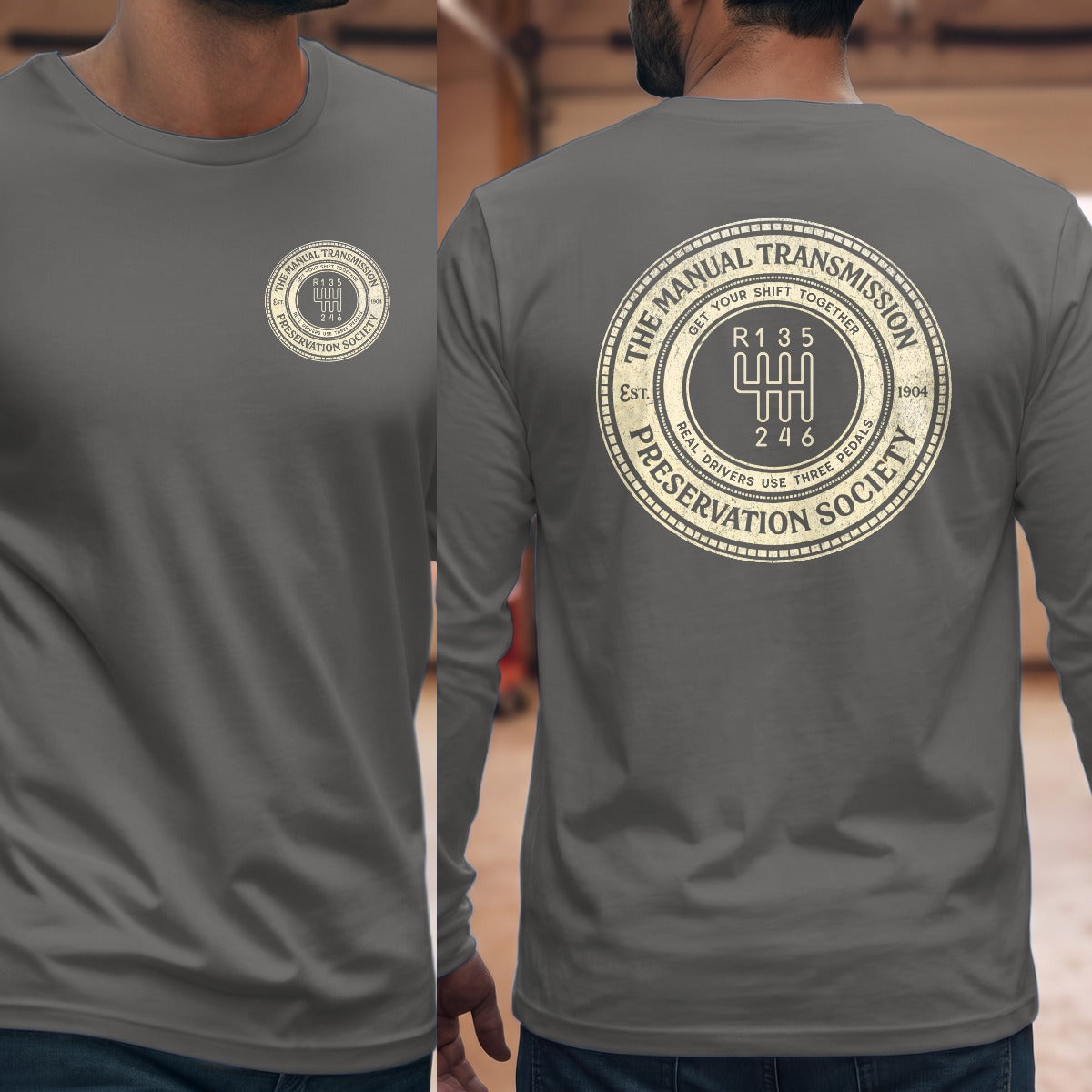 Graphite Heather | Left Chest + Back