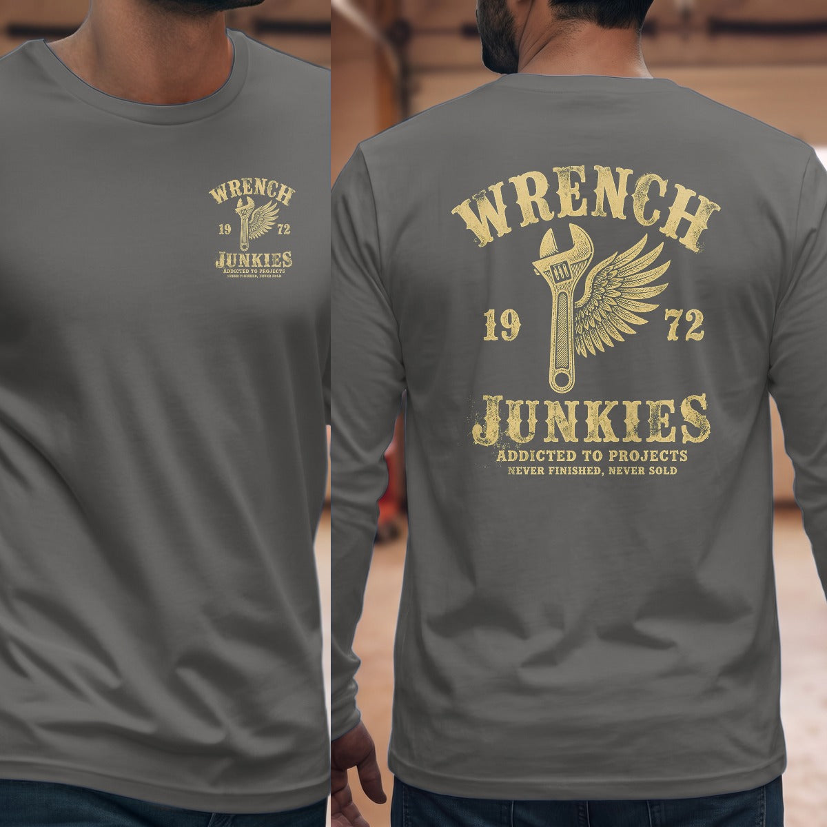 Graphite Heather | Left Chest + Back