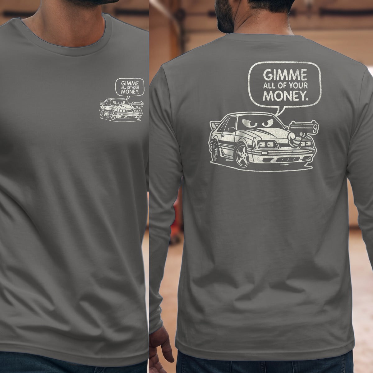 Graphite Heather | Left Chest + Back