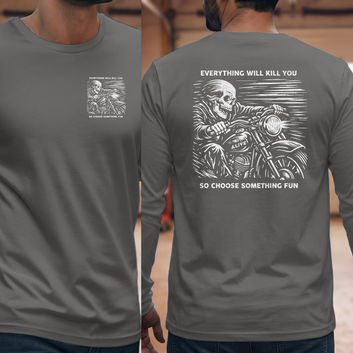 Graphite Heather | Left Chest + Back