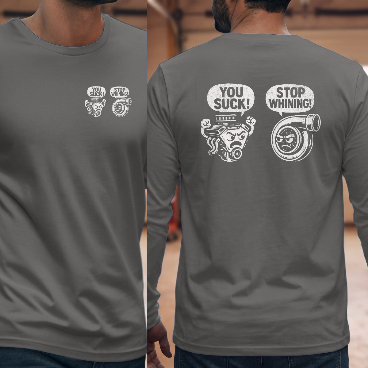 Graphite Heather | Left Chest + Back