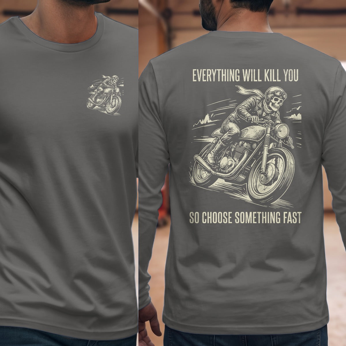 Graphite Heather | Left Chest + Back