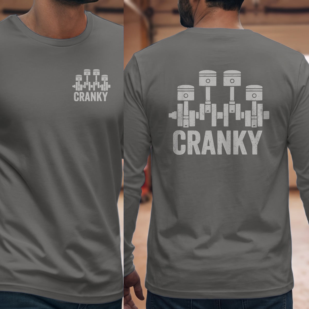Graphite Heather | Left Chest + Back