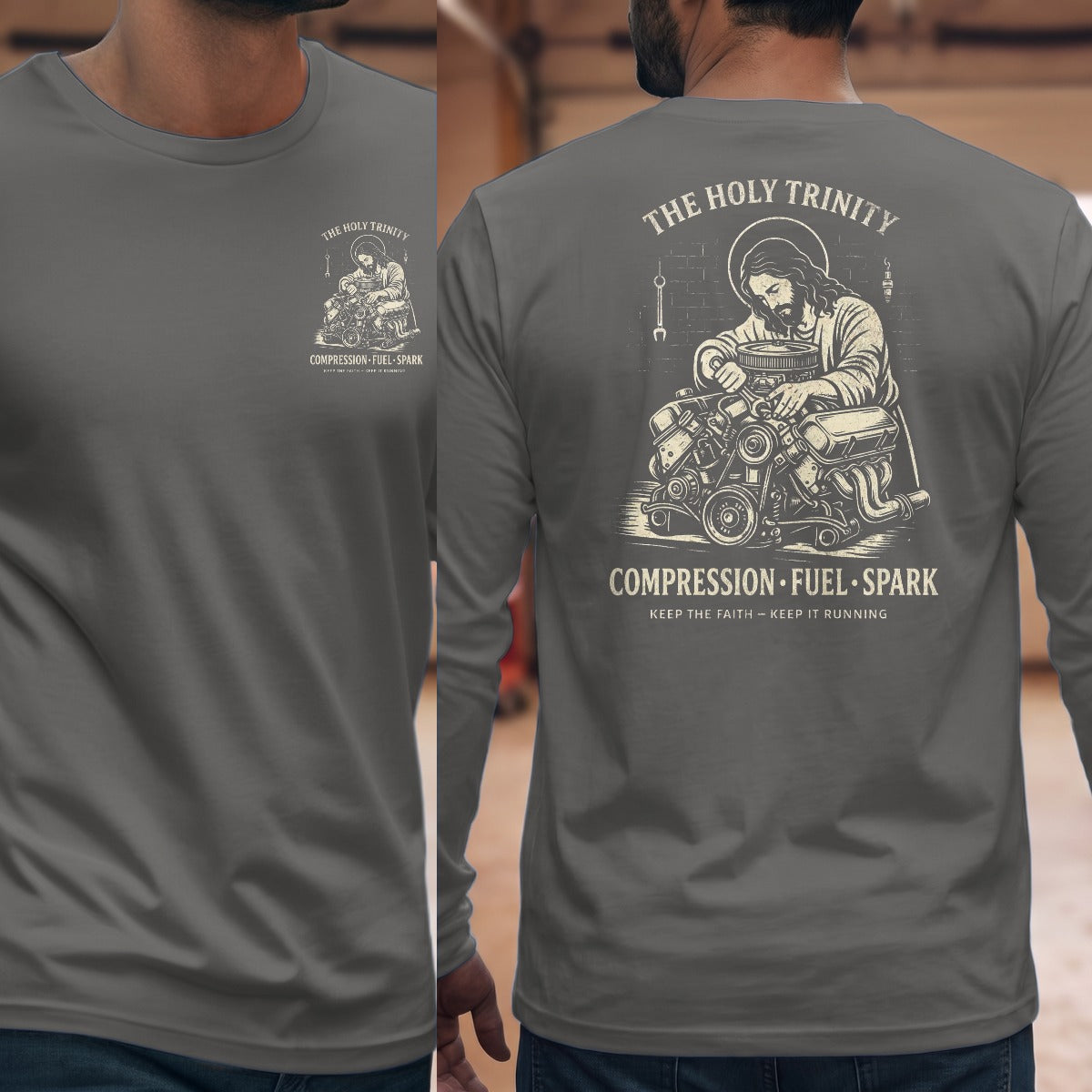 Graphite Heather | Left Chest + Back