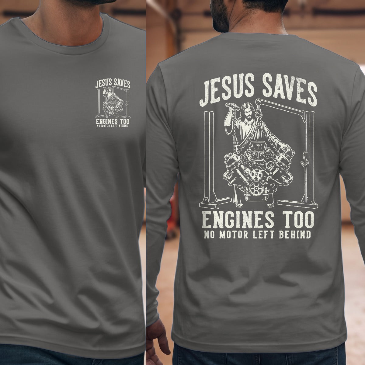 Graphite Heather | Left Chest + Back