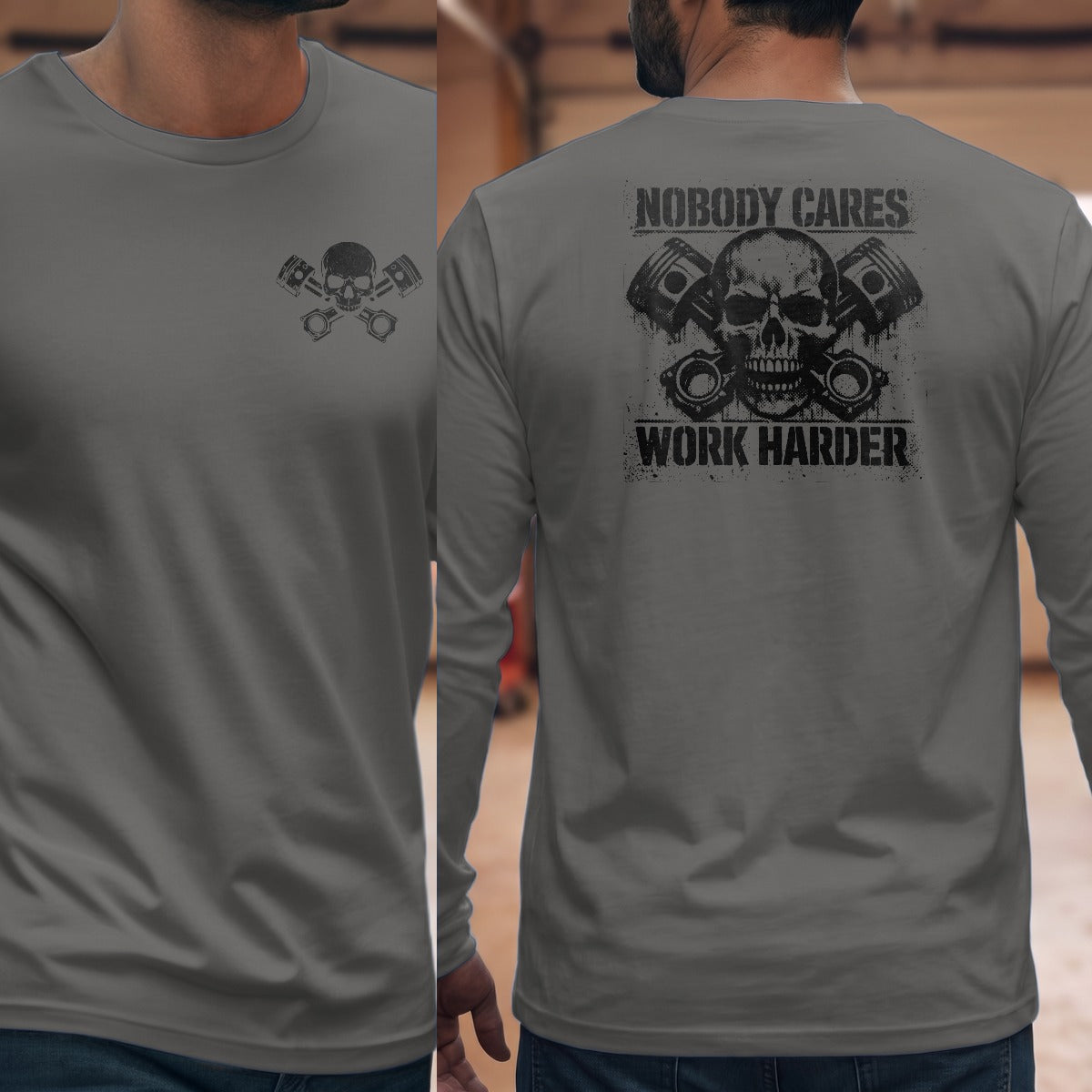 Graphite Heather | Left Chest + Back