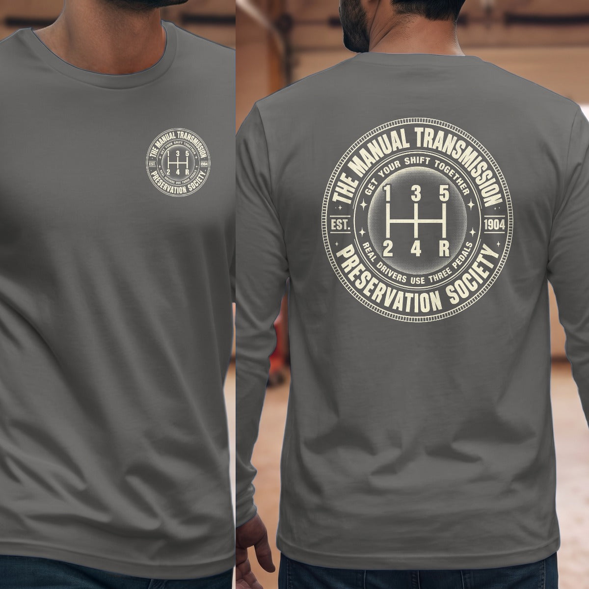 Graphite Heather | Left Chest + Back