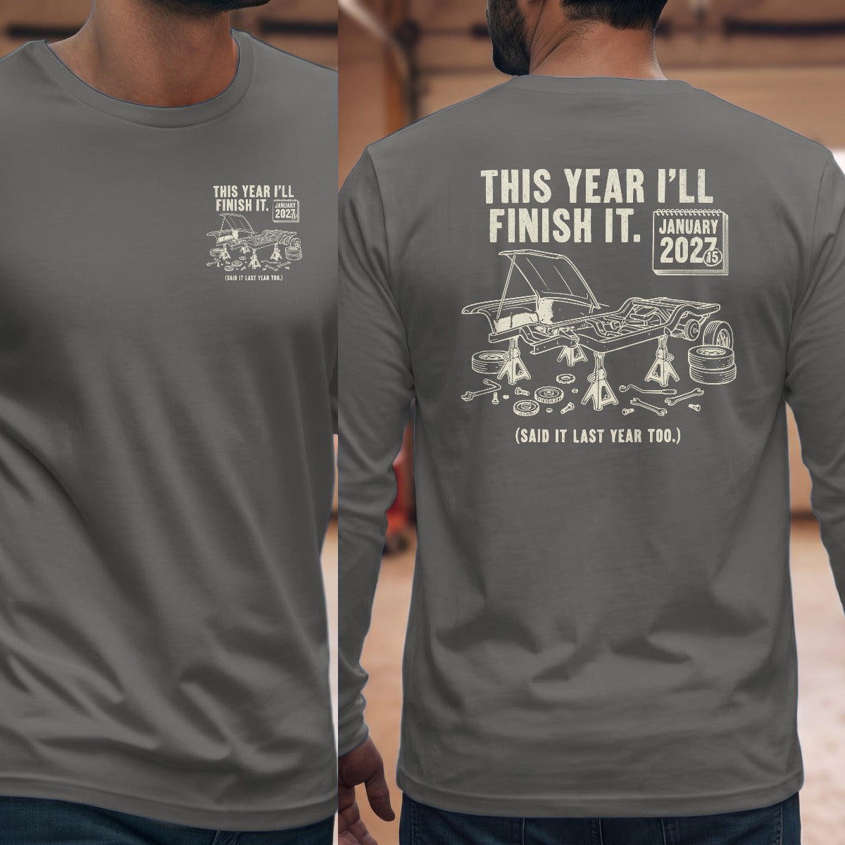 Graphite Heather | Left Chest + Back
